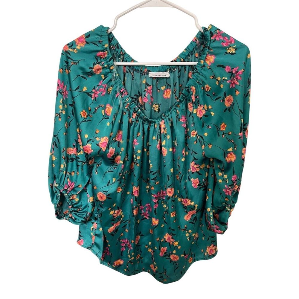 First Love Women's Floral Off Shoulder Puff Sleeve Blouse Size L